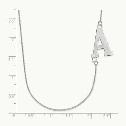 Large Offset Initial Necklace, 14K White Gold
