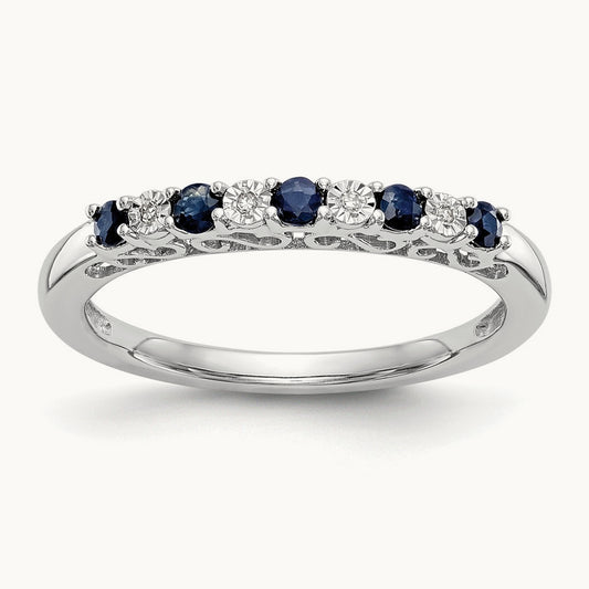 Diamond w/Sapphire Band, 14K White Gold