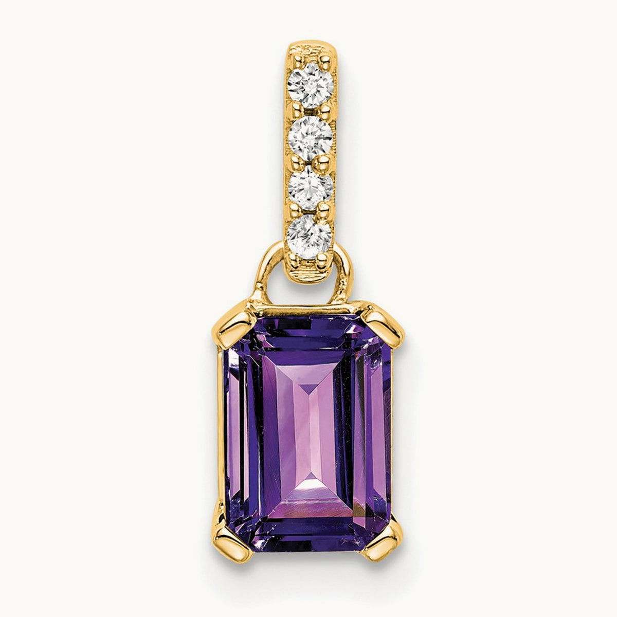 Amethyst and Diamond Pendant — 14K Yellow Gold