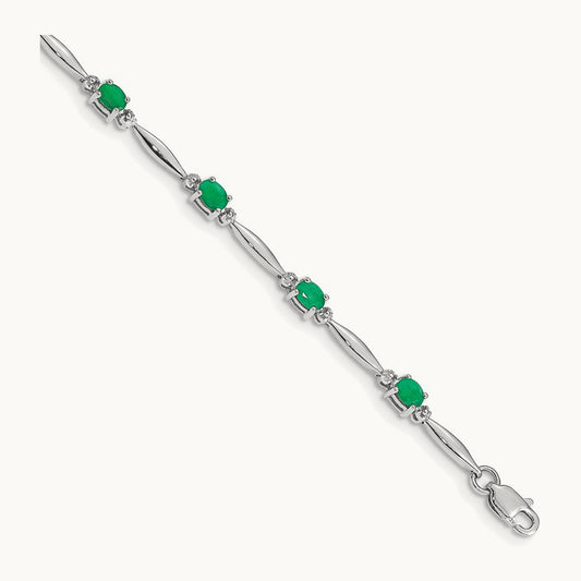 Diamond and Emerald Bracelet, 14K White Gold