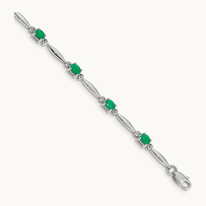 Diamond and Emerald Bracelet, 14K White Gold