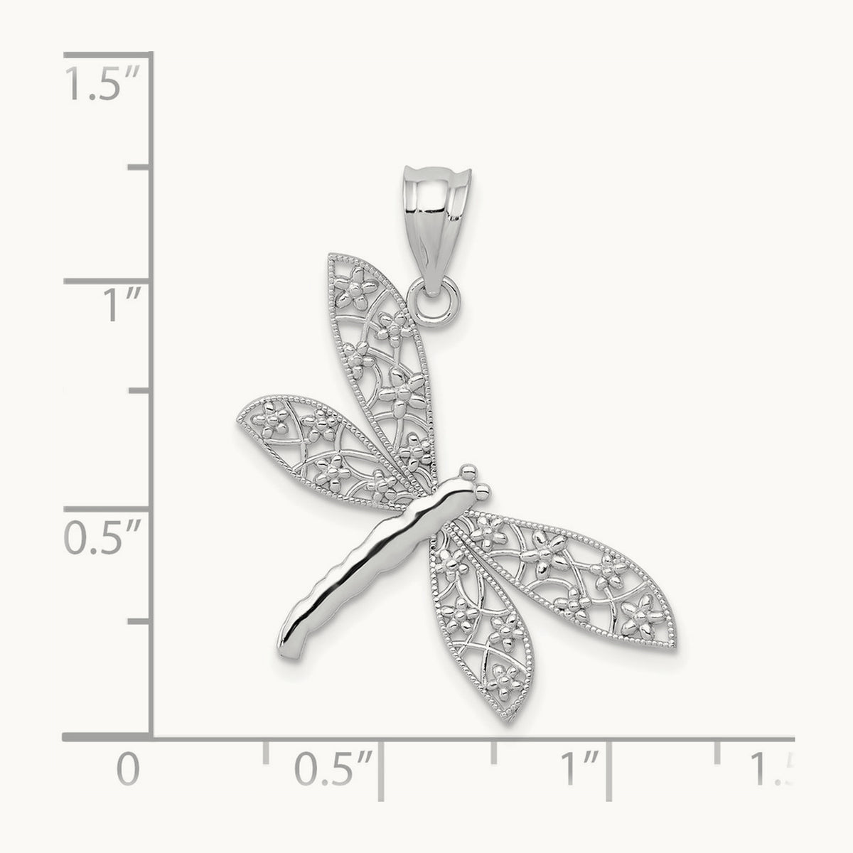 Filigree Dragonfly Pendant — 14K White Gold