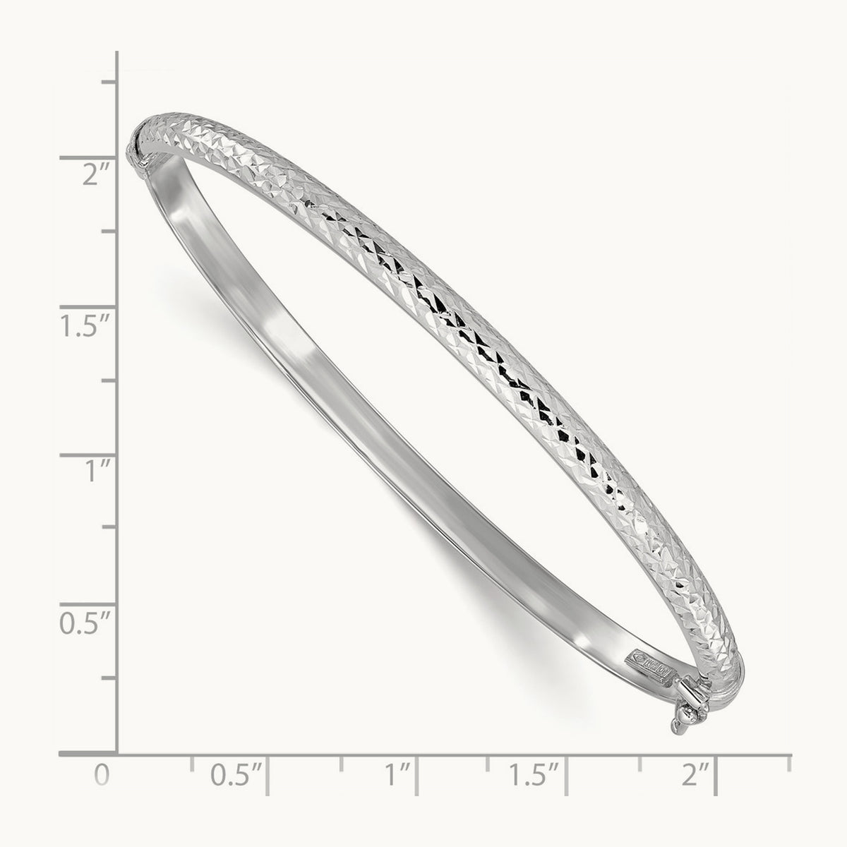 Diamond Cut Hinged Bangle — 14K White Gold