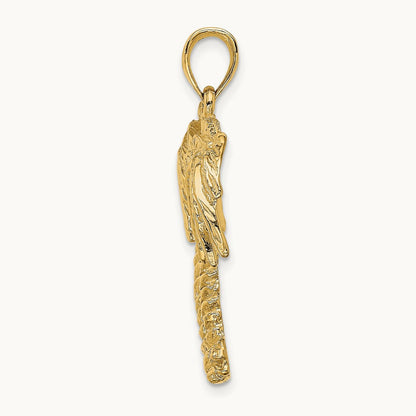 2-D Double Palm Tree Charm, 14K