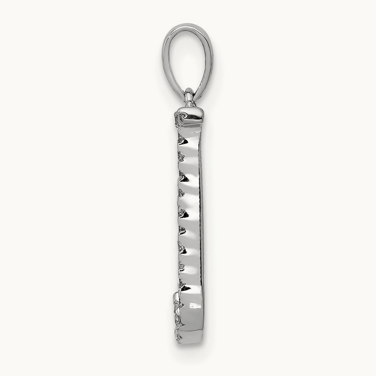 Diamond Letter J Initial Pendant, 14K White Gold