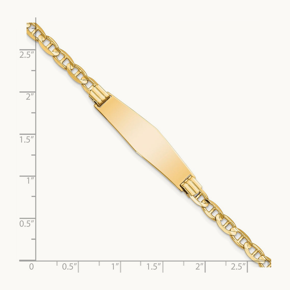 Anchor Link Soft Diamond Shape ID Bracelet, 14K