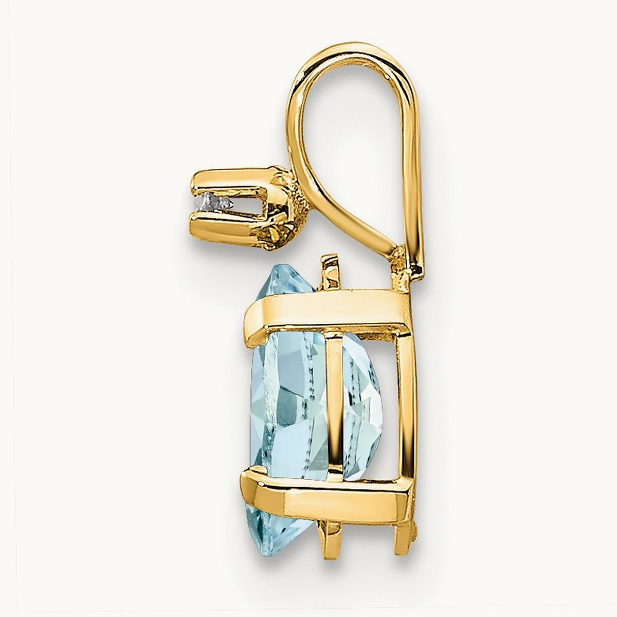 Diamond and Aquamarine Birthstone Pendant — 14K Yellow Gold