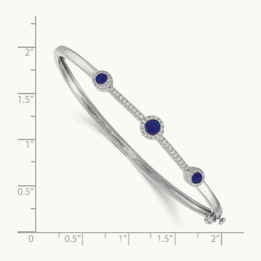 Diamond and Cabochon Sapphire Bangle, 14K White Gold