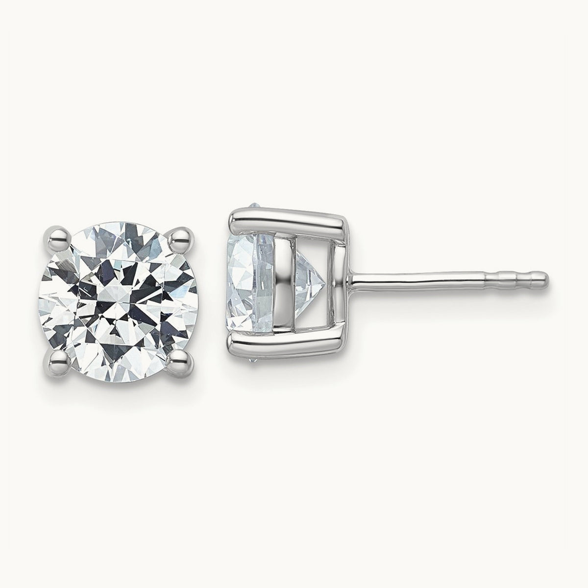 Round Lightweight Earrings, 0.25-6.00 ct tw Lab-Grown Diamond — 4 ct, 10K White Gold