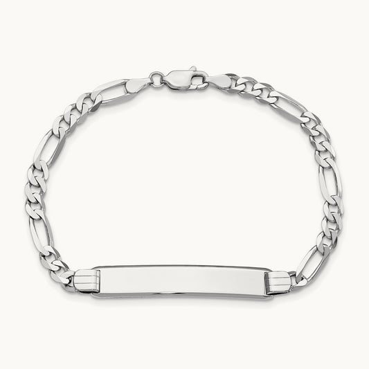 WG Figaro Link Soft Diamond Shape ID Bracelet, 14K