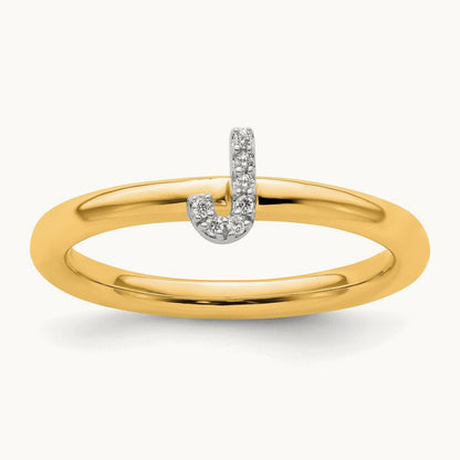 Stackable Diamond Ring — 14K Yellow Gold, J