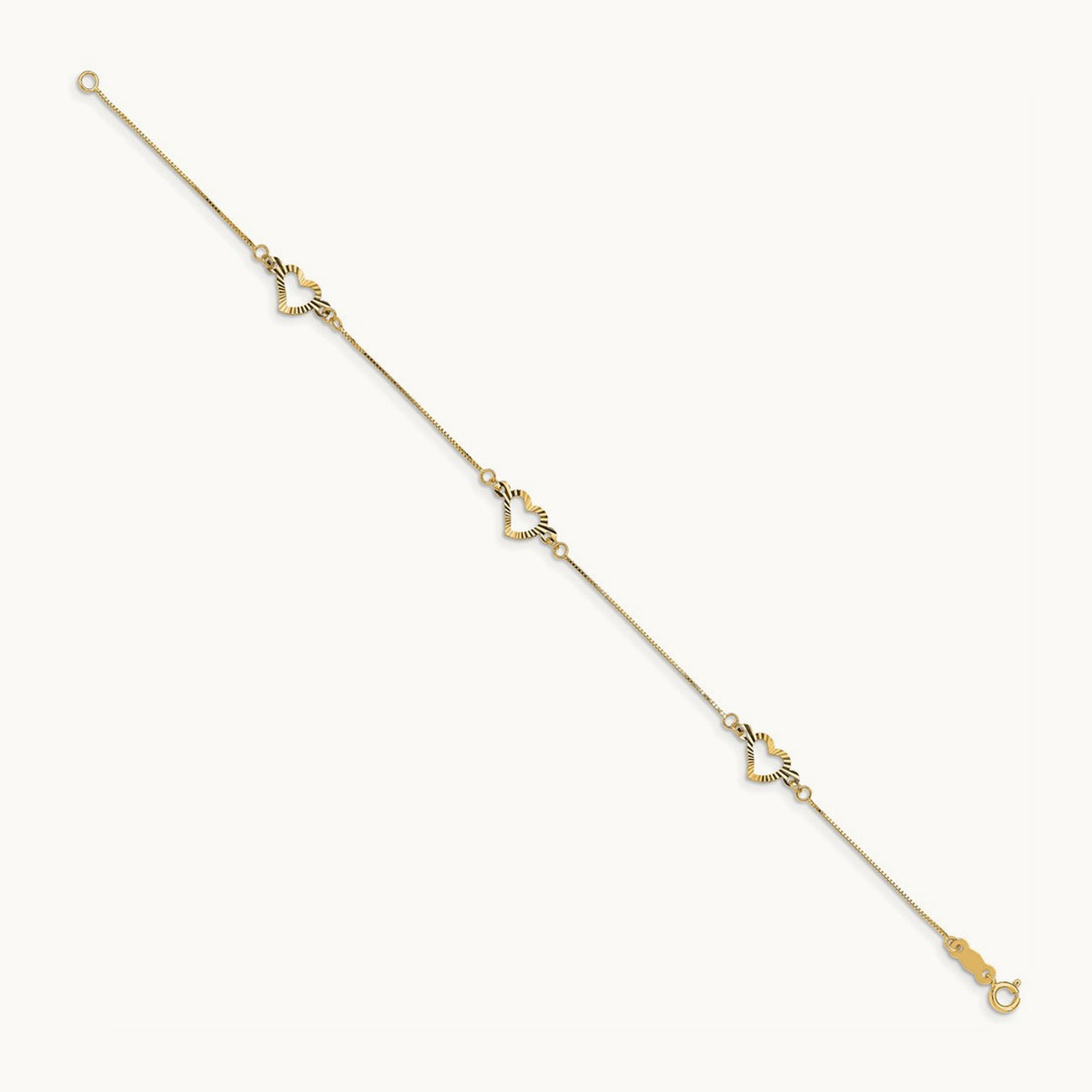Fancy Heart Bracelet — 14K Yellow Gold