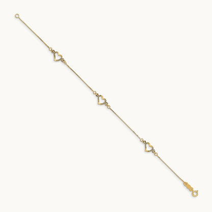 Fancy Heart Bracelet — 14K Yellow Gold