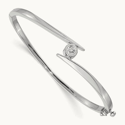 A Diamond Hinged Bangle, 14K White Gold