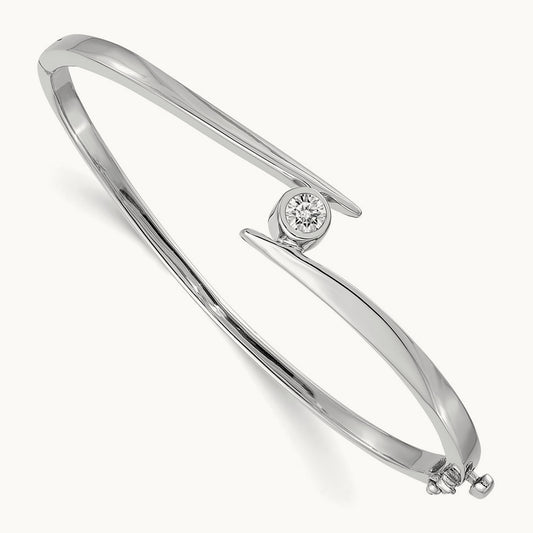 A Diamond Hinged Bangle, 14K White Gold