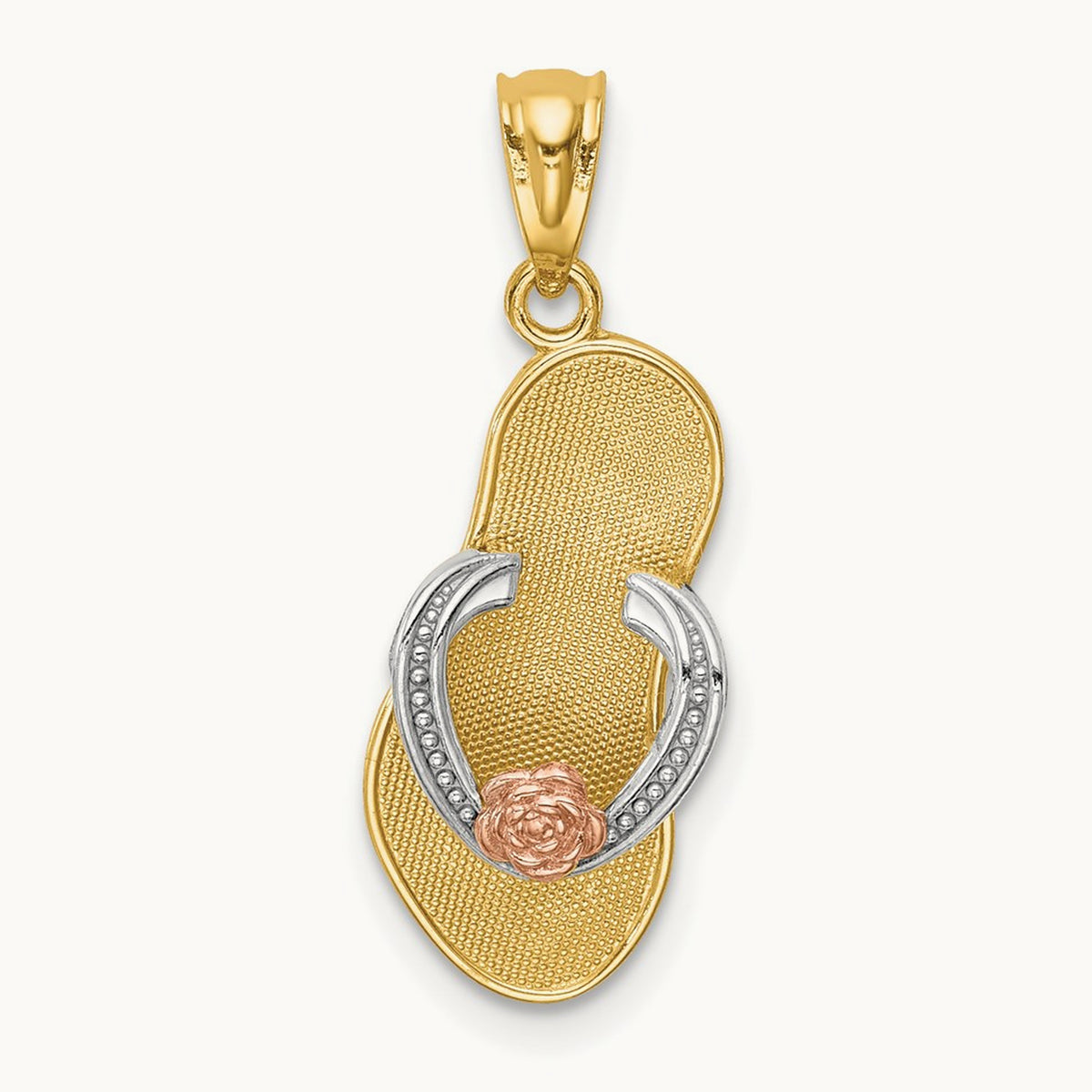 w/Rhodium Sandal Pendant, 14K Yellow with Rose Gold