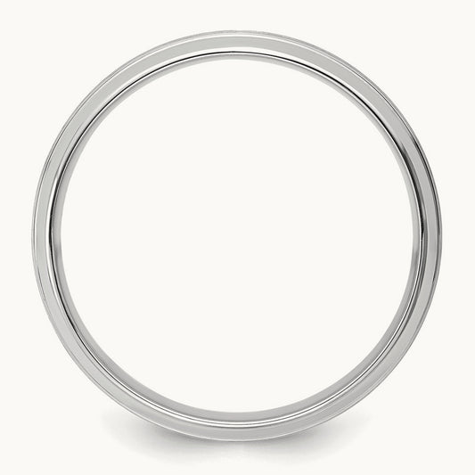 Heavy Comfort Fit Brush Satin Fancy Band, 14K White Gold