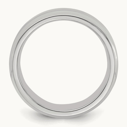 Rhodium-plated Bevel Edge Band — photo set