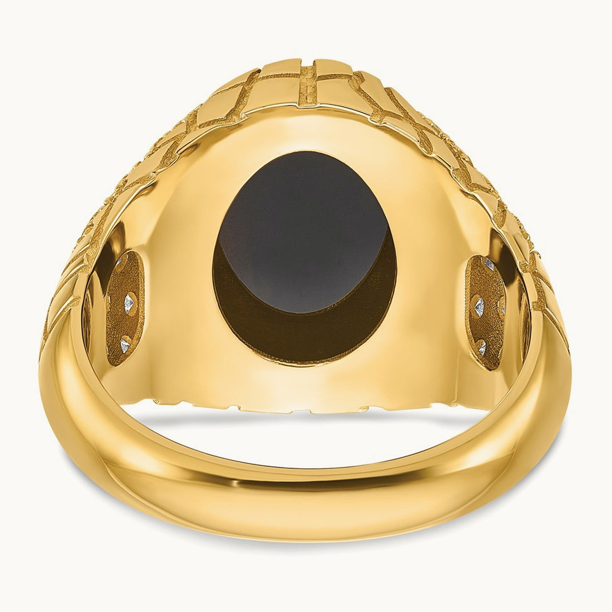 IBGoodman Men's Onyx and Diamond Nugget Complete Ring, 14K