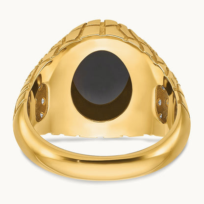 IBGoodman Men's Onyx and Diamond Nugget Complete Ring, 14K