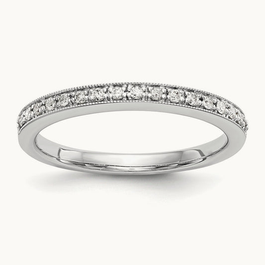 Round Diamond Set of 2 Wedding Bands, 14K White Gold
