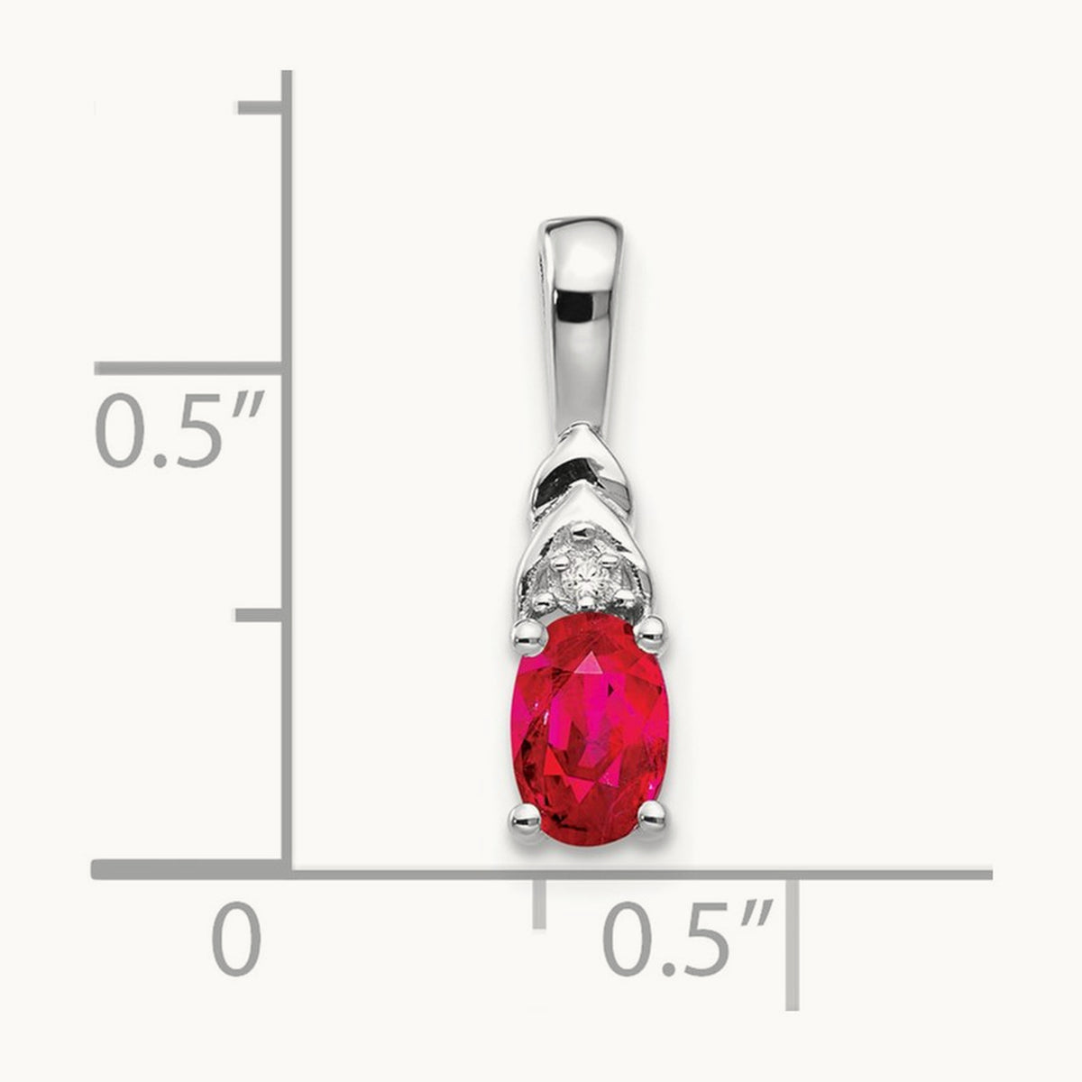 Ruby and Diamond Pendant — 14K White Gold, 16mm