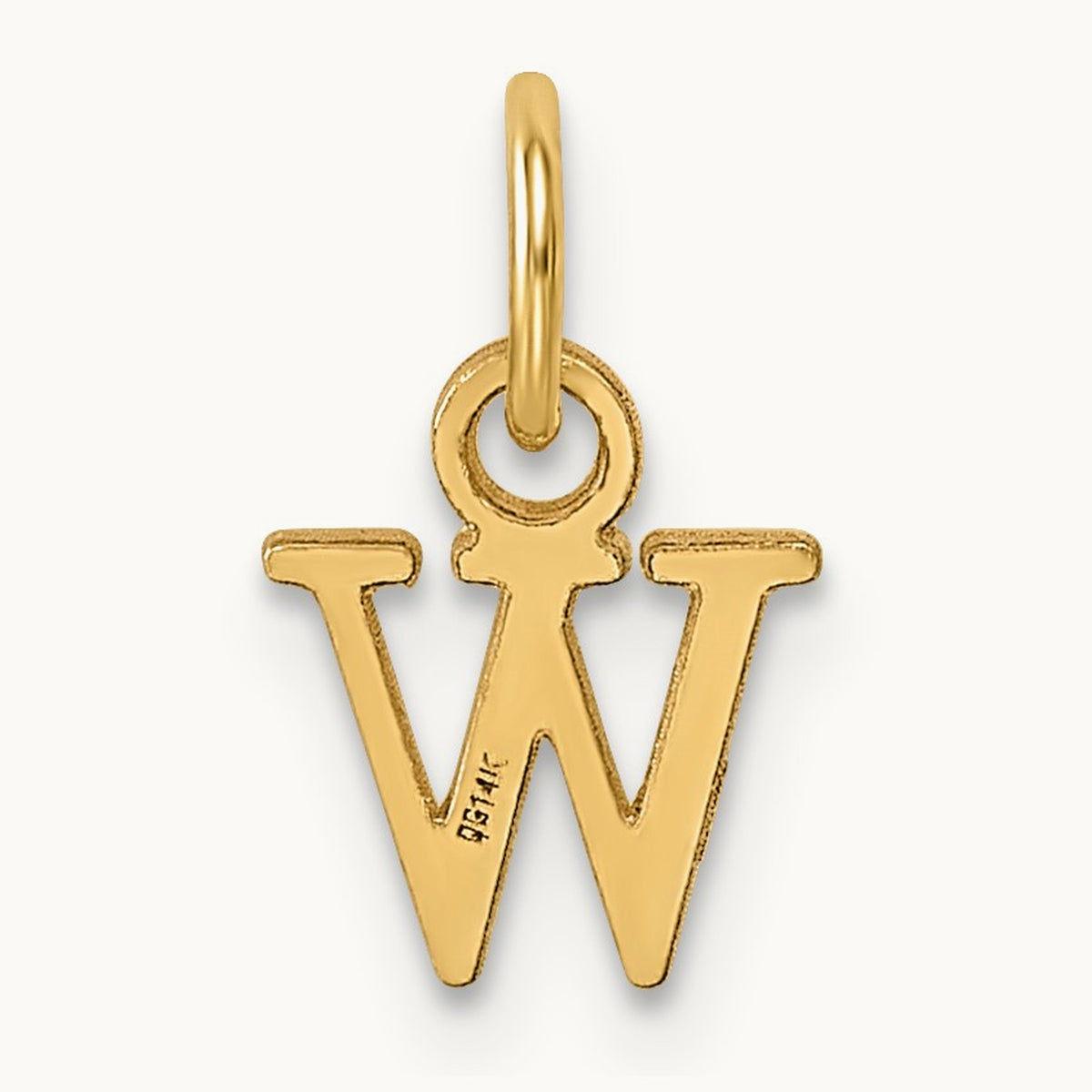 Cutout Letter W Initial Pendant, 14K Yellow Gold
