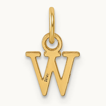Cutout Letter W Initial Pendant, 14K Yellow Gold