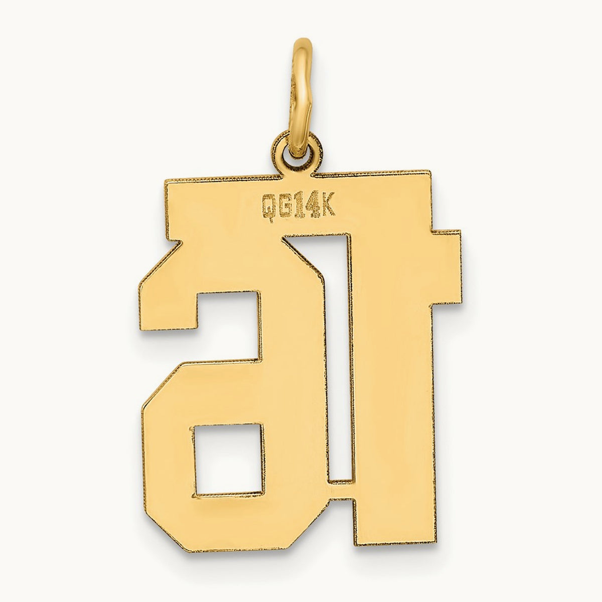 Medium Polished Number 16 Charm, 14K