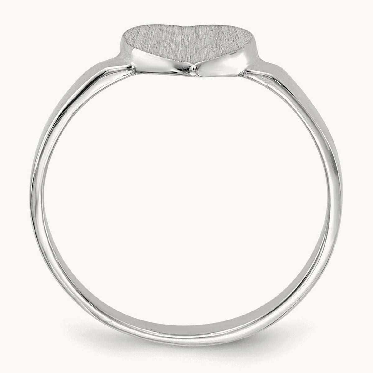 Open Back Heart Signet Ring — 14K White Gold, 7.0x7.5mm