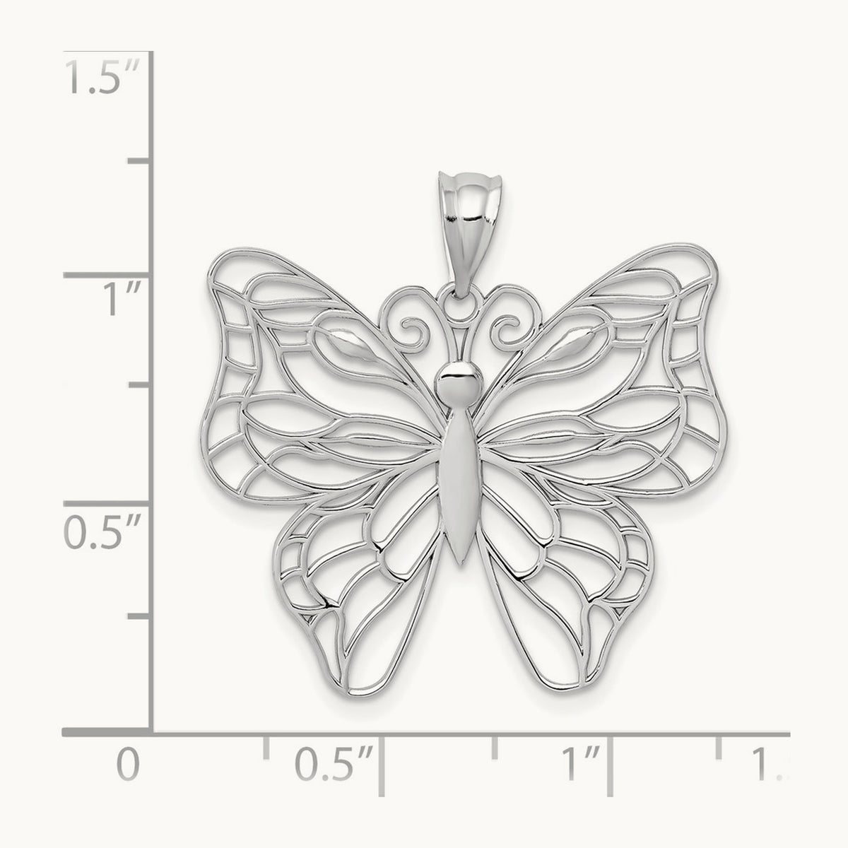 Polished Large Butterfly Pendant — 14K White Gold