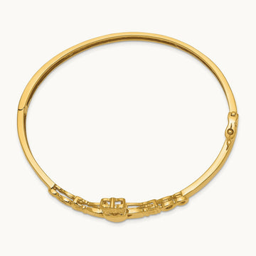 Diamond-cut Claddagh Hinged Bangle Bracelet, 4mm, 14K