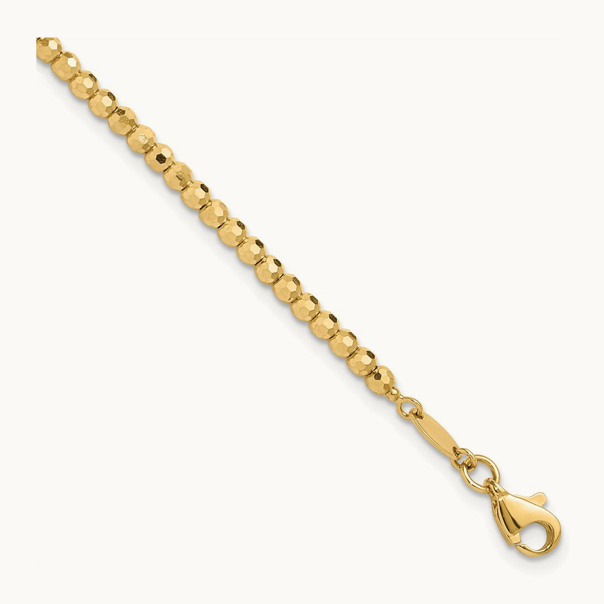Polished and Diamond-cut Beaded Bracelet, 14K