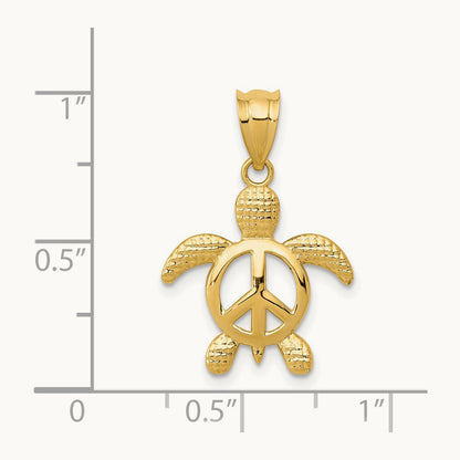 Peace Turtle Pendant, 14K
