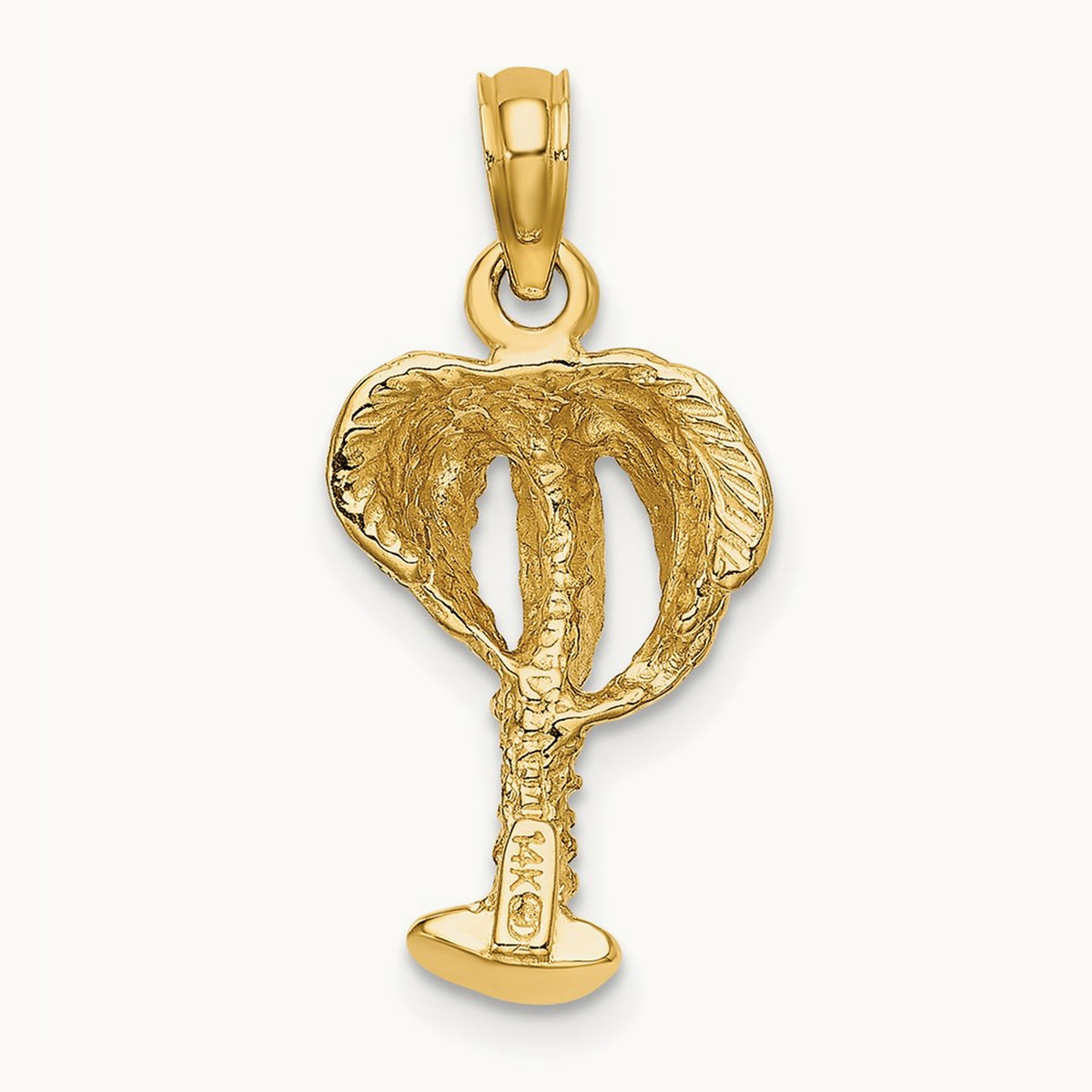 2-D Textured Palm Tree Charm, 14K