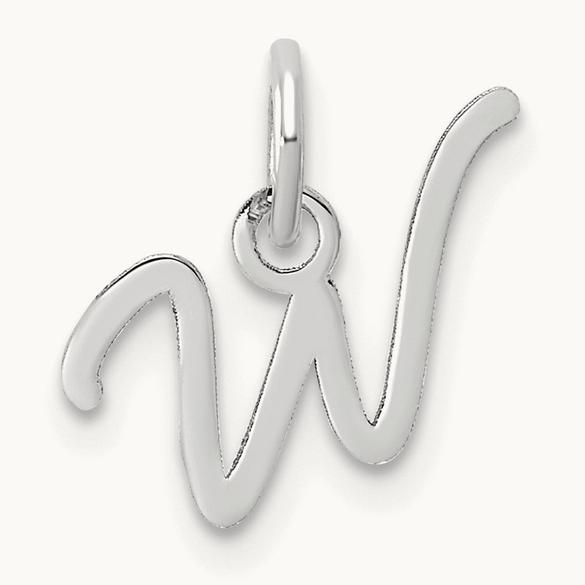 Uppercase Initial Charm — 14K White Gold, W