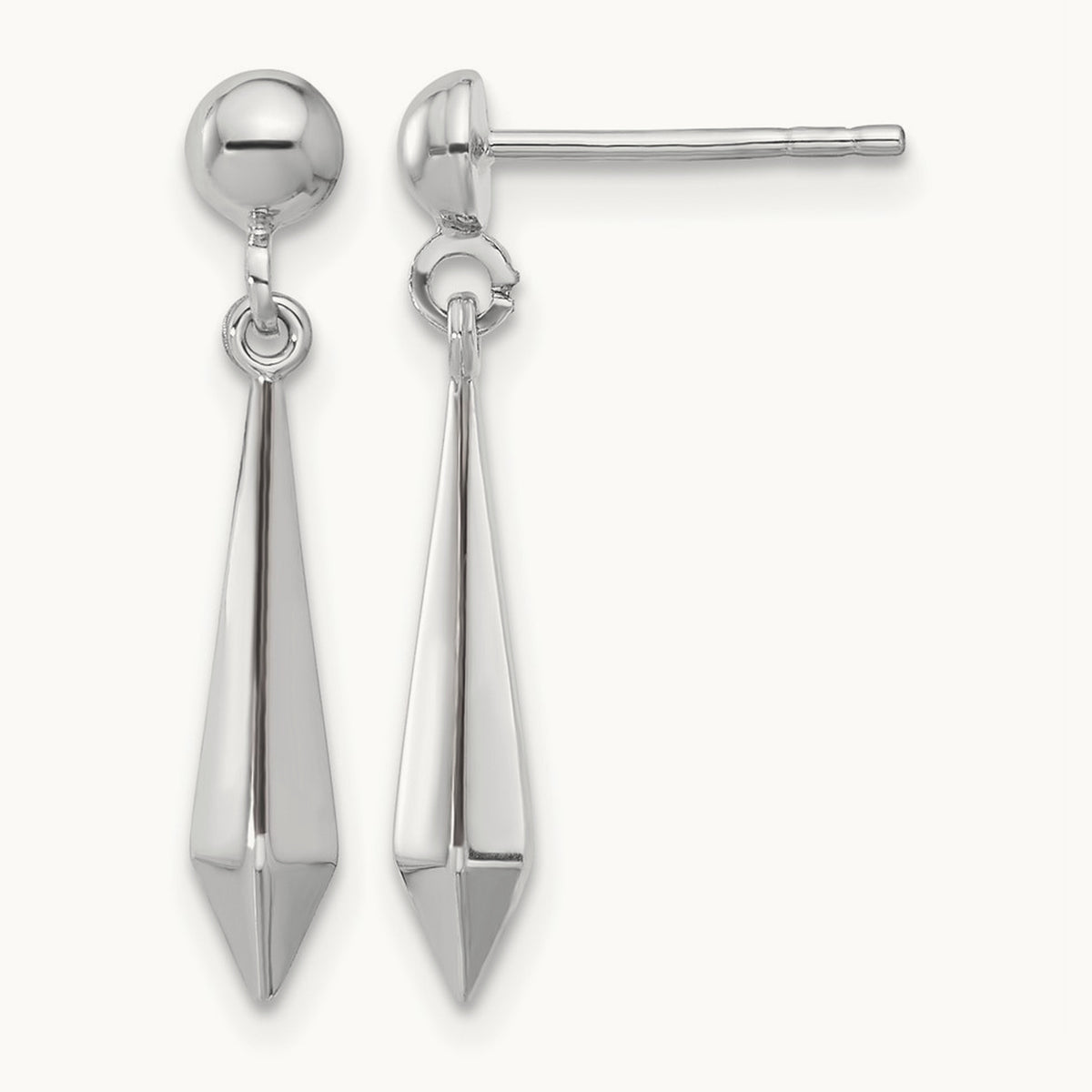 Polished Post Dangle Earrings — 14K White Gold