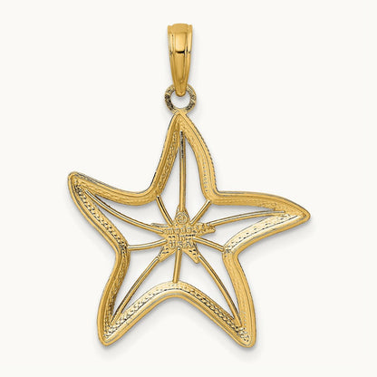 Small Starfish Charm, 14K with White Rhodium