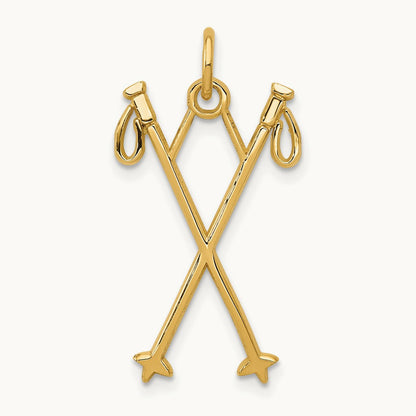 Ski Poles Charm, 14K