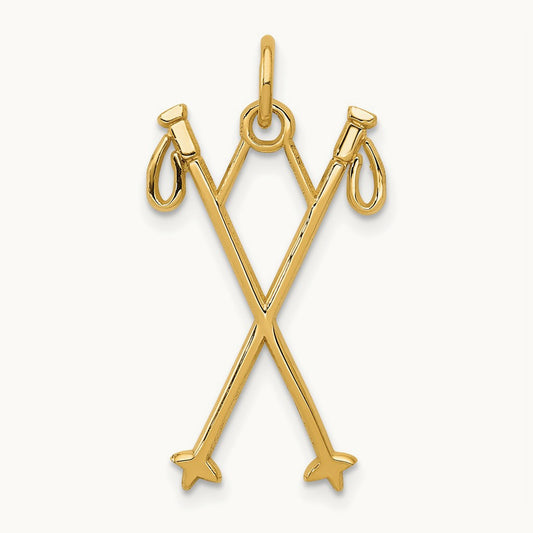 Ski Poles Charm, 14K