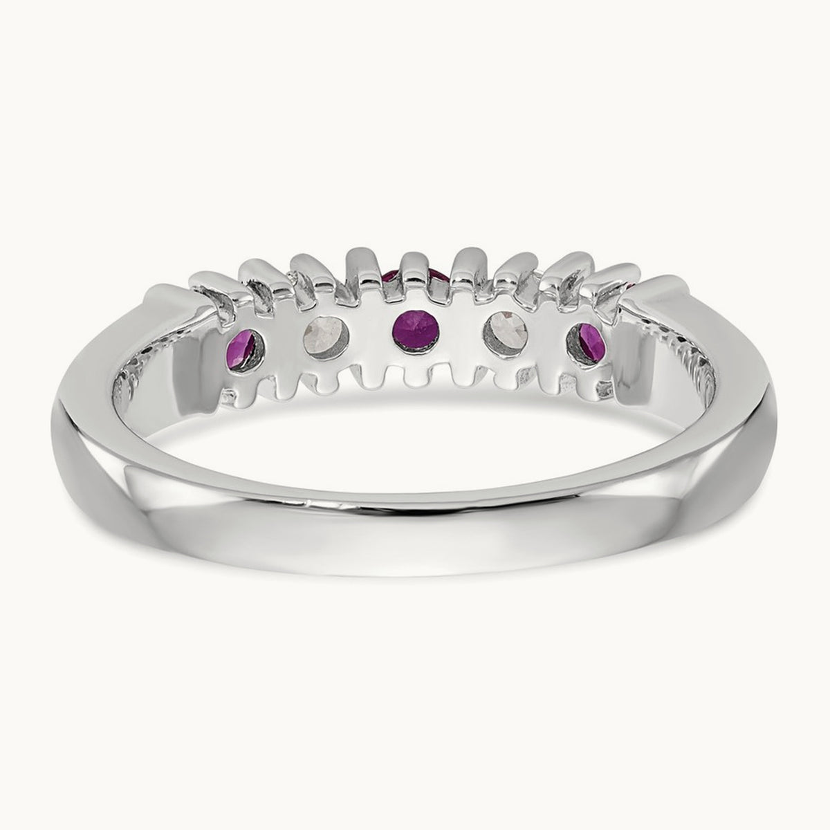 Diamond with Ruby Band — 14K White Gold, 0.2 ct, 7