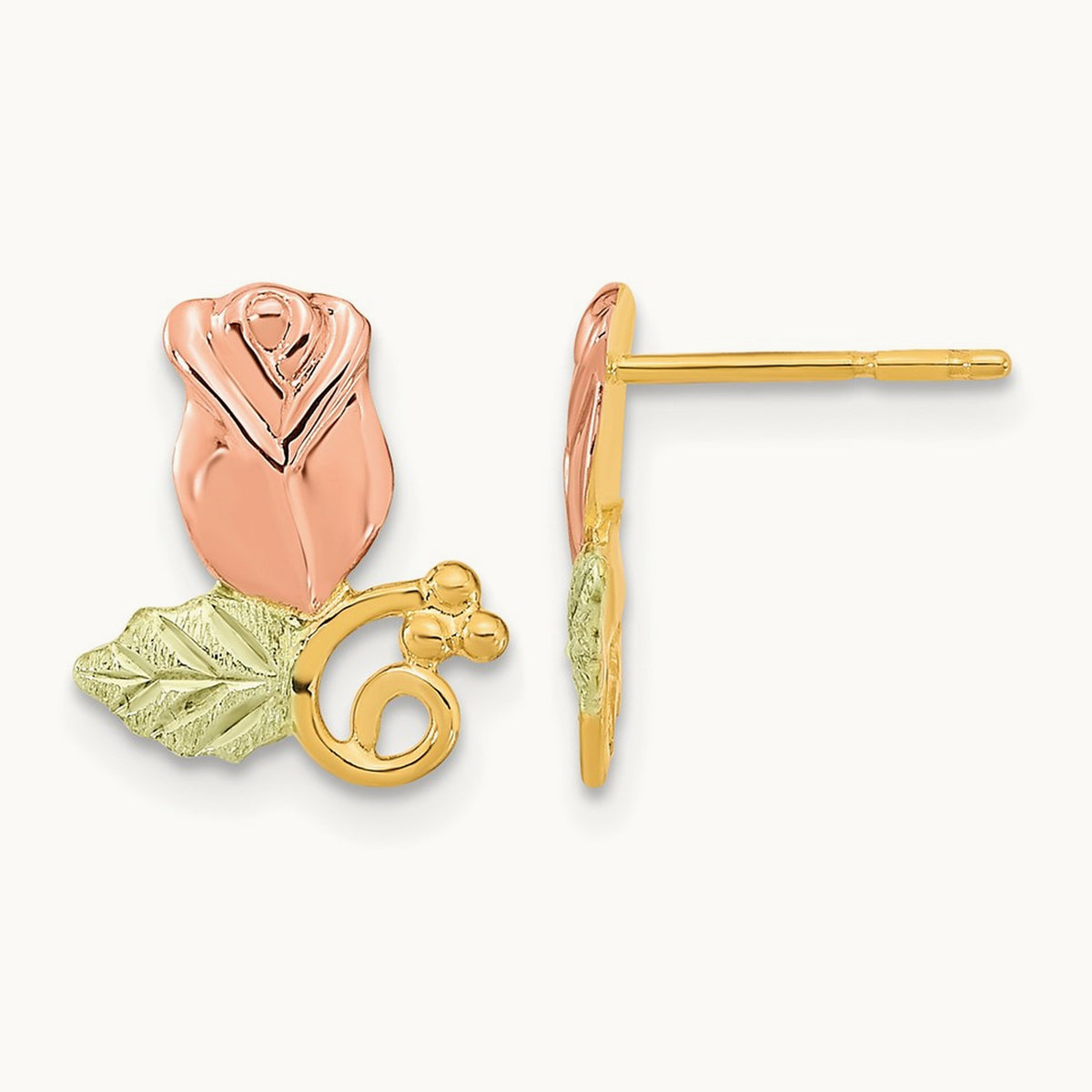 Black Hills Gold Rose Post Earrings