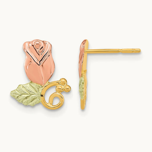 Black Hills Gold Rose Post Earrings