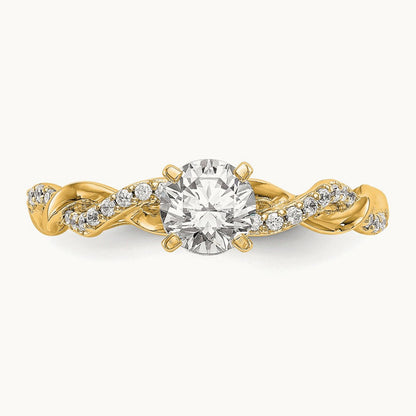 Peg Set Diamond Semi-mount Criss-Cross Eng Ring, 14K Yellow Gold