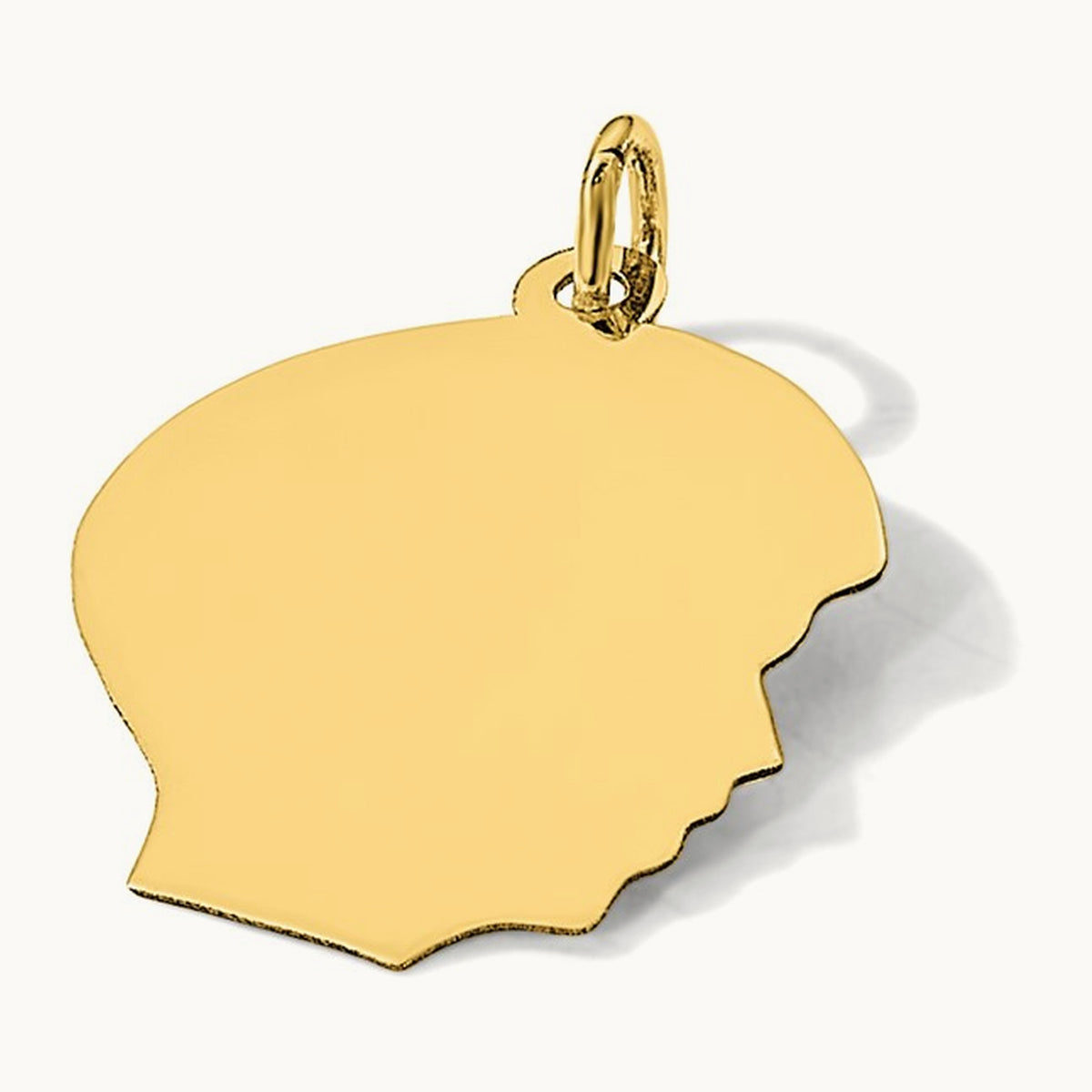 Plain Medium .035 Gauge Facing Right Engravable Boy Head Charm — 27.2mm