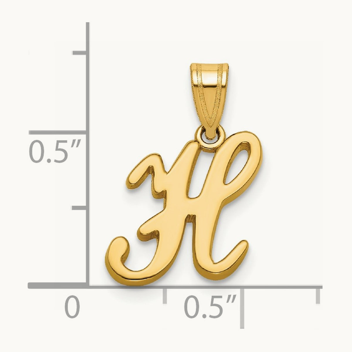 Script Letter H Initial Pendant, 14K Yellow Gold