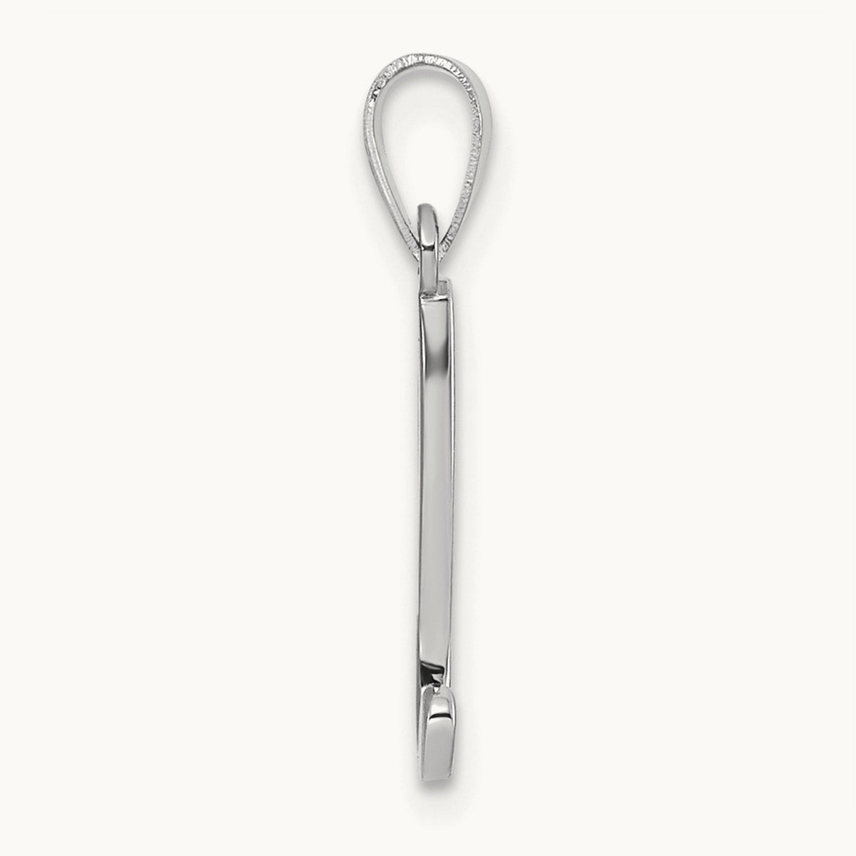 White Gold Script Letter N Initial Pendant, 14K White Gold