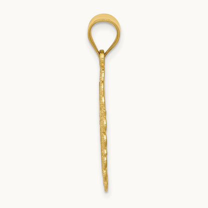 Solid Satin Polished Aquarius Zodiac Oval Pendant, 14K