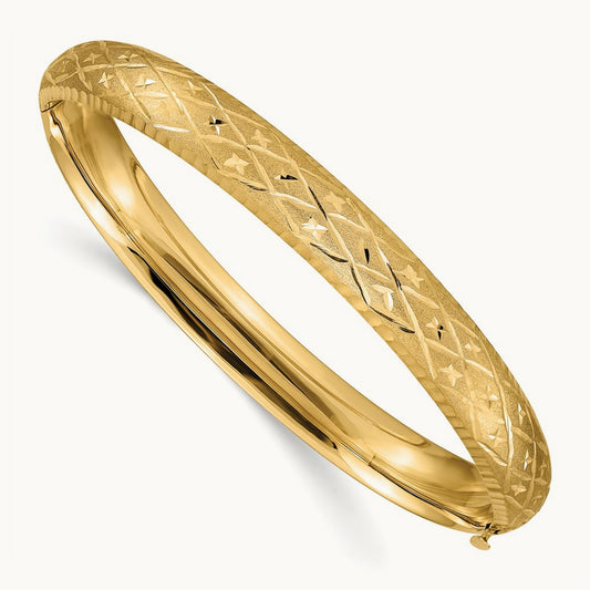 5/16 Diamond-cut Fancy Hinged Bangle Bracelet, 14K