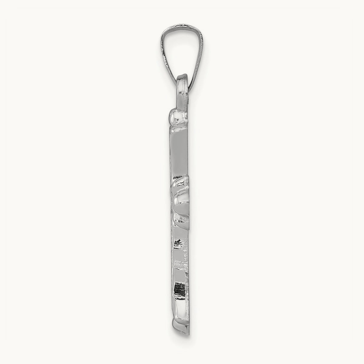 Textured and Polished Fleur de lis Cross Pendant — 14K White Gold